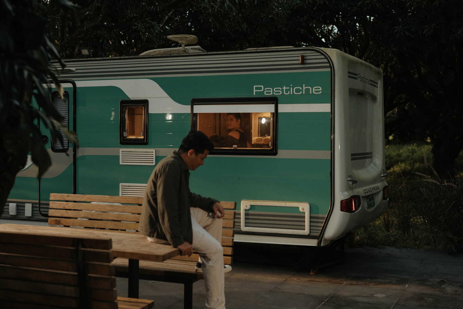 Dan and Angela near a camper